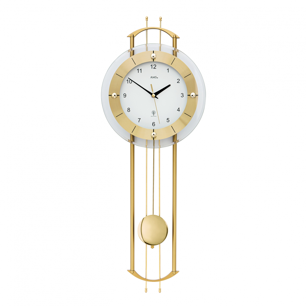 AMS Radio controlled with Pendulum movement, Wall clock 015257 gold coloured eBay