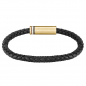 Preview: BOSS Herren Armband 1580624 Leder-Edelstahl schwarz 21cm