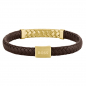 Preview: BOSS Herren Armband 1580675M braunes Lederband Edelstahl Goldfarben 20cm
