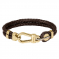Preview: BOSS Herren Armband 1580700M braunes Lederband Edelstahl Goldfarben 21cm