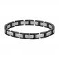Preview: BOSS Herren Armband Edelstahl 1580794 Gliederband 19cm Silber-Schwarz