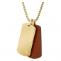 Preview: BOSS 1580835 Herren Kette mit Edelstahl-Leder braun-goldfarben Anhänger 61cm