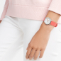 Preview: MONDAINE Damen Armbanduhr Classic 30mm, korall-rote Textiluhr, A658.30323.17SBP