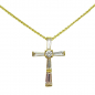 Preview: 333/8K Gold Kreuz Anhänger mit Kette Gelbgold Länge 42cm mit 6 Zirkonia