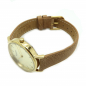 Preview: Regent Damen Armbanduhr LD-1607 goldfarben braunes Lederband