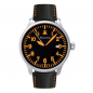 Preview: Messerschmitt ME-42OBL Herrenuhr Fliegeruhr Orange Beobachter Lederband Ronda-Werk