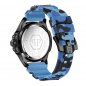 Preview: Philipp Plein Herren Armbanduhr PWAAA1021 The Skull Goldfaben Blau Camouflage
