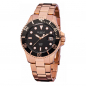 Preview: Regent Herren Armbanduhr Taucheruhr Edelstahl Roségoldfarben 30 ATM