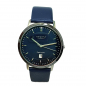 Preview: Regent Herren Armbanduhr 2112444 Saphirglas Datum blaues Lederband