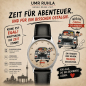 Preview: UMR Ruhla Armbanduhr Abrafaxe "Trabant" 53101 Ronda-Werk, Lederband, 35mm