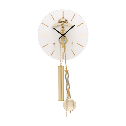 AMS  01-309 Mechanische Pendeluhr Messing, 8-Tage Schlagwerk, Goldfarben, Mineralglas