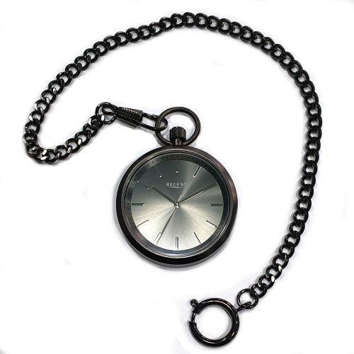 Regent 1041776 Taschenuhr Quarz mit Kette IP-Gun , 43mm