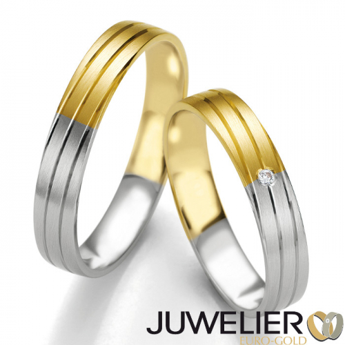 1 Paar Eheringe Trauringe in 333 Gold bicolor 48_07103