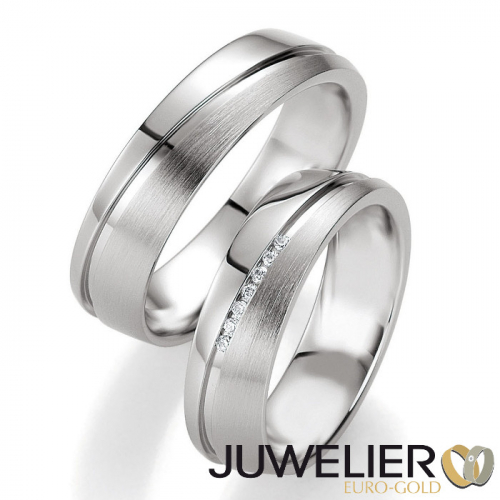 1 Paar Eheringe Trauringe Breuning in 500 Palladium 0,053ct. Brillanten