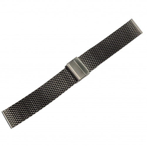 Preview: Vollmer 20mm Uhrenband Milanaise Ersatzband Edelstahl brüniert anthrazitfarben