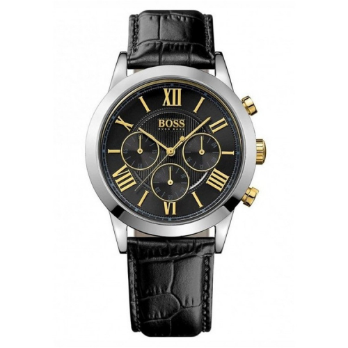 Hugo Boss Black Herren Armbanduhr Chronograph 1512729 Lederband