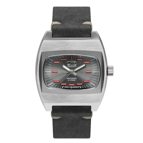 UMF Ruhla 1452-2 Armbanduhr Zaria Mechanik, Handaufzug, Saphirglas, 41mm, anthrazit