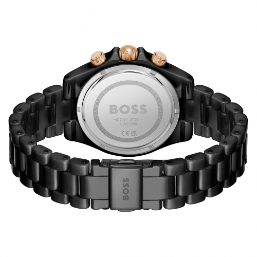 Boss Damen Armbanduhr 1502633 Multifunktion, Keramik schwarz