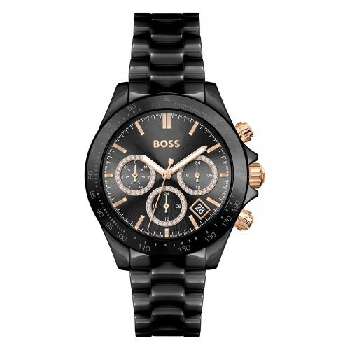 Boss Damen Armbanduhr 1502633 Multifunktion, Keramik schwarz