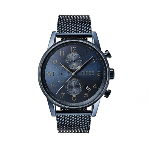 Hugo Boss Herren Armbanduhr Navigator Chronograph 1513538 Milanaiseband blau