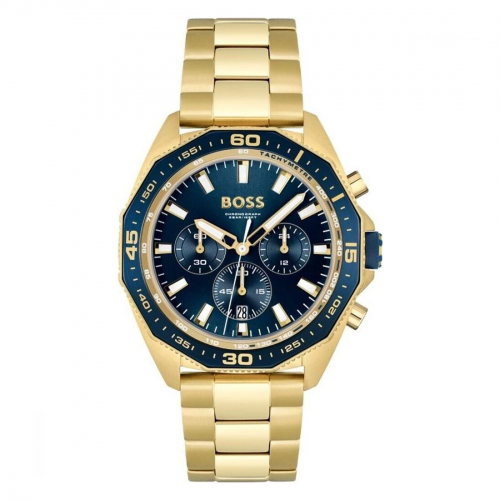 Boss Herren Armbanduhr 1513973 Chronograph Edelstahl goldfarben, 45mm