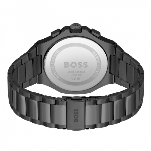 Hugo Boss Herren Armbanduhr Chronograph 1514088 Edelstahl IP-Schwarz