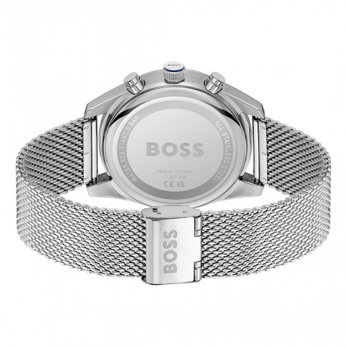 Boss Herren Armbanduhr Skytraveller Chronograph 1514149 Edelstahl Milanaise