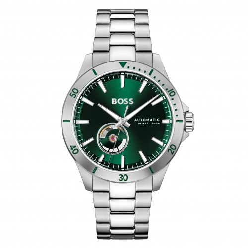 Boss 1514200 Herren Armbanduhr Automatik Grün, 10ATM, Edelstahl