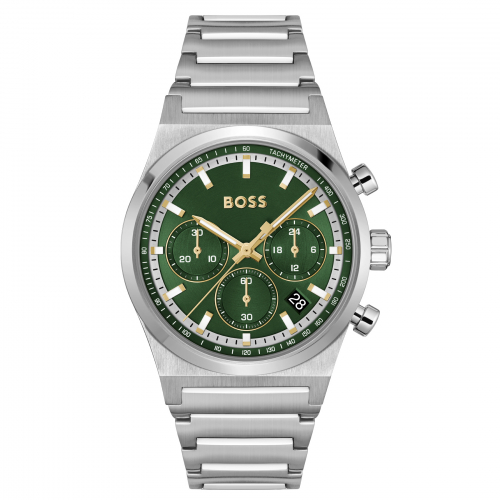 Boss Herren Armbanduhr 1514220 Candor Chrono Edelstahl grün