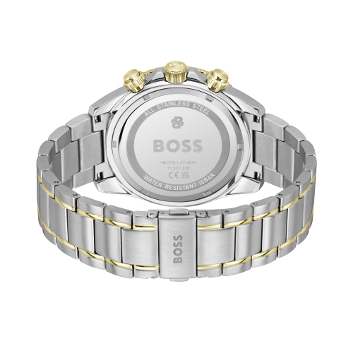 Boss Herren Armbanduhr 1514325 Chronograph Edelstahl bicolor, Grün, 44mm