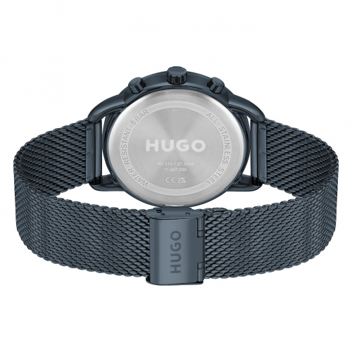 Preview: HUGO Herren Armbanduhr 1530237 Multifunktion 24h-Anzeige, Edelstahl Blau