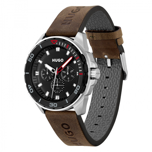 Preview: B-Ware Hugo Herren Armbanduhr 1530285 Multifunktion, Lederband, 45mm