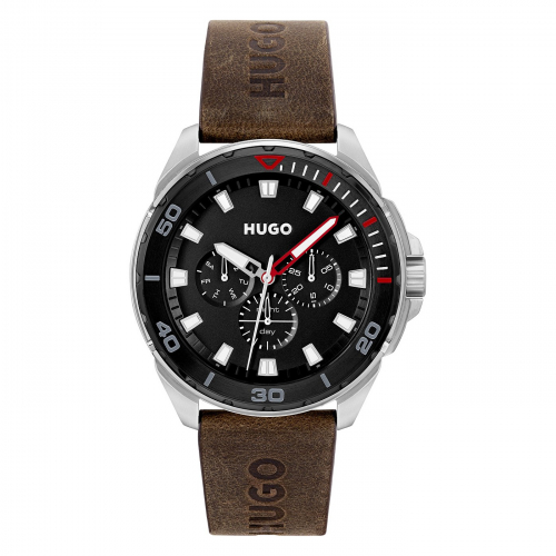 B-Ware Hugo Herren Armbanduhr 1530285 Multifunktion, Lederband, 45mm