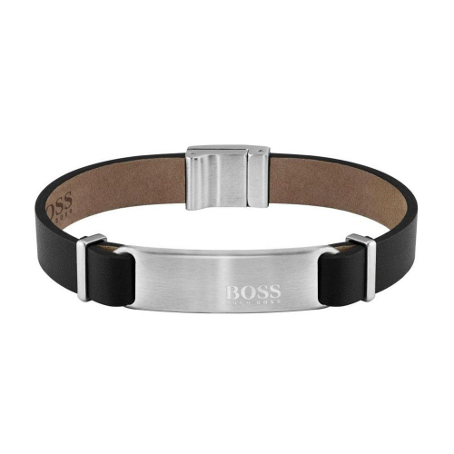 HUGO BOSS Herren Armband 1580044M Leder-Edelstahl