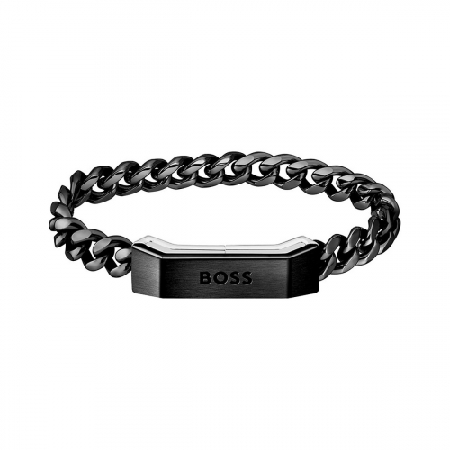BOSS Herren Panzer-Armband 1580316M schwarz 19cm