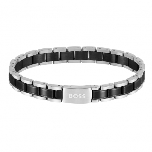 BOSS Herren Armband 1580665 Edelstahl schwarz 21,5cm