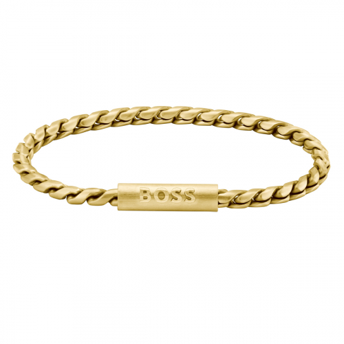 BOSS Herren Armband Edelstahl 1580696 Gliederband Goldfarben 20cm