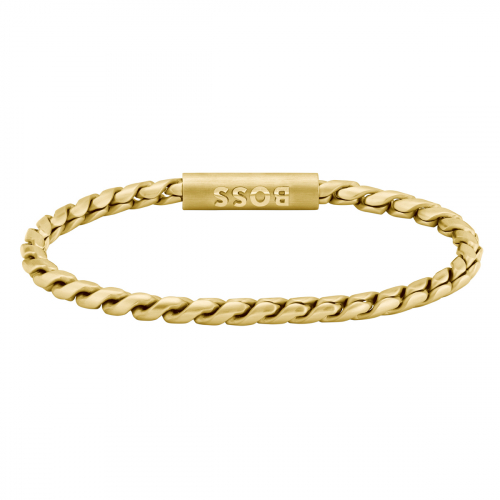 BOSS Herren Armband Edelstahl 1580696 Gliederband Goldfarben 20cm