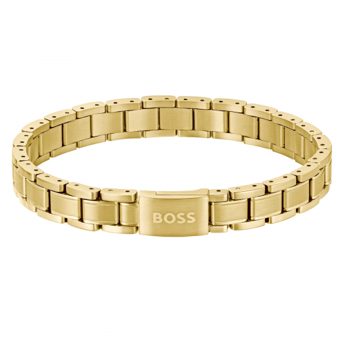 BOSS Herren Armband Edelstahl 1580711 Gliederband Goldfarben 21cm
