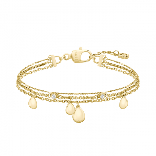 BOSS Damen Armband Edelstahl 1580768 Goldfarben 18cm