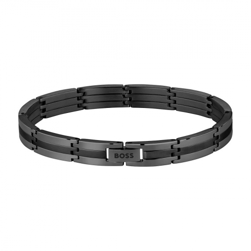 BOSS Herren Armband Edelstahl 1580804 Gliederband 20cm Schwarz