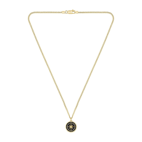 BOSS Herren Kette mit Anhänger 1580842 NORTH Edelstahl 60cm Kompassmotiv