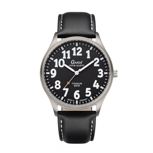 Garde Herren Armbanduhr Titan 17-74 Ronda-Werk Lederband sehbehinderten gerecht