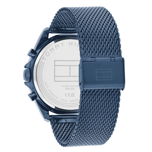 Tommy Hilfiger Herren Armbanduhr 1710648 Multifunktion Day-Date Milanaise blau
