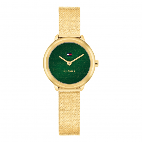 Tommy Hilfiger 1782812 Damen Armbanduhr goldfarben, grün, 26mm