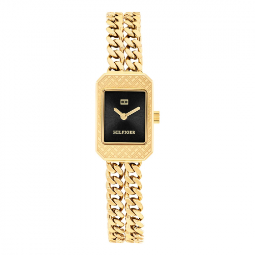Tommy Hilfiger Damen Armbanduhr 1782842, Rechteck, goldfarben