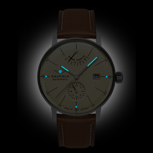 Bauhaus Aviation 2060-5 Herrenuhr Automatik mit Gangreserve und Lederarmband