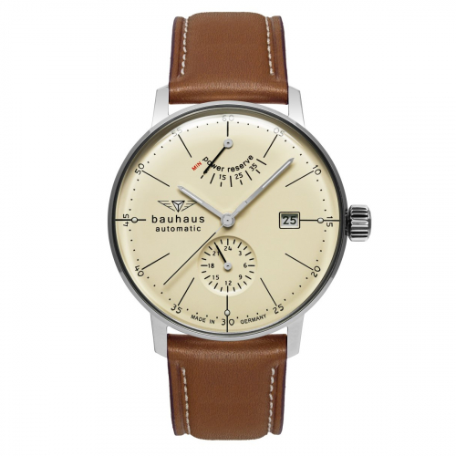 Bauhaus Aviation 2060-5 Herrenuhr Automatik mit Gangreserve und Lederarmband
