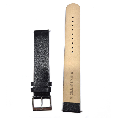 Mondaine Ersatzband XL-Länge, Wechselband Lederband schwarz, Stegbreite 20mm