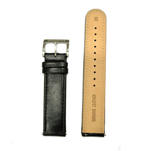 Mondaine Stegbreite 20mm Ersatzband, Wechselband Lederband schwarz, Bandschnellwechselsystem